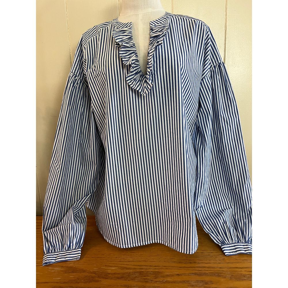 Gap‎ Women's Full Sleeves Blouse Top Large Striped NWT